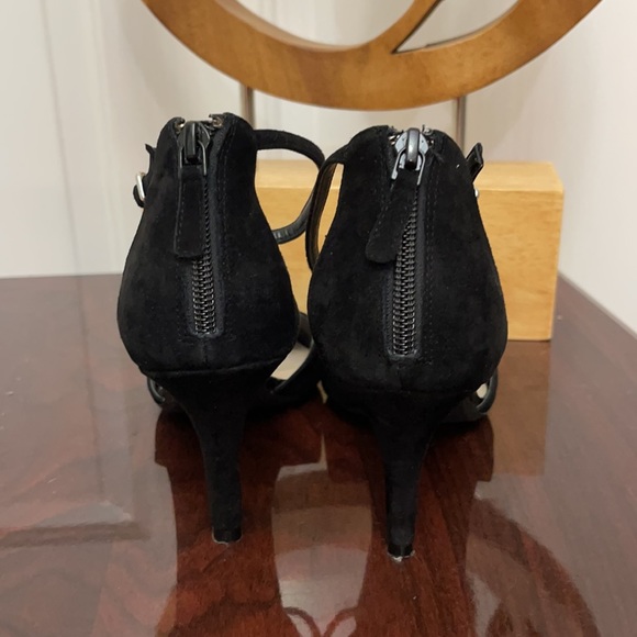 Cole Haan Suede T-Strap MaryJane Zip-Back Heels - Black - 9M US - Picture 4 of 7